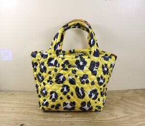 MZ Wallace Tote Bag Yellow Leopard Print Quilted Nylon Metro Handbag Boho Hippie